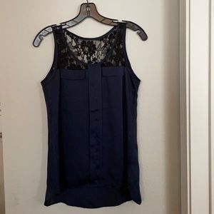Express Navy Blue Lace Sleeveless Top- Never Worn